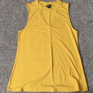 Torrid mustard long stretchy key hole tank